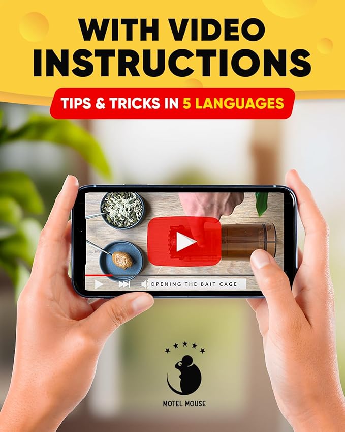 Motel Mouse Humane No Kill Live Catch and Release Mouse Traps, Reusable with Cleaning Brush - 2 Pack