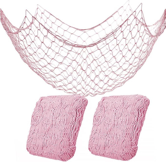 2 Pack Fish Net Decorations for Party,Natural Cotton Hawaiian Party Fishing Net Decorative, Nautical Themed Cotton Fishnet Under The Sea Pirate Ocean Beach Decor