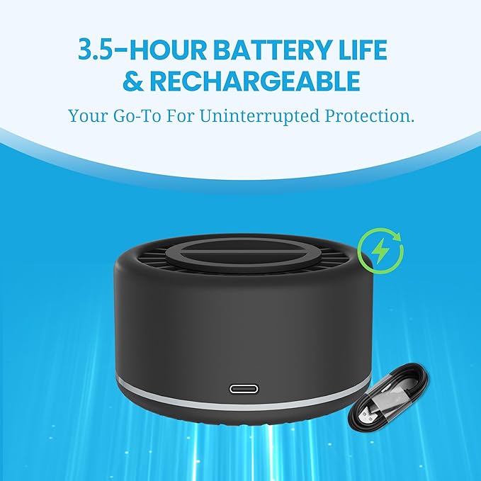 Mosquito Repellent Outdoor Patio Rechargeable Portable Insect Repeller Indoor 30 ft Bug-Free Protection Mosquitoes Repellant Device Camping Hiking Outing (2 Refills)