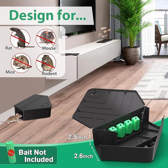 Rat Station Box with Keys, 2 Pack Rodent Station Keeps Rats Away, Keeps Children and Pets Safe, Key Unlocking, Reusable & Long-Lasting, Indoor & Outdoor