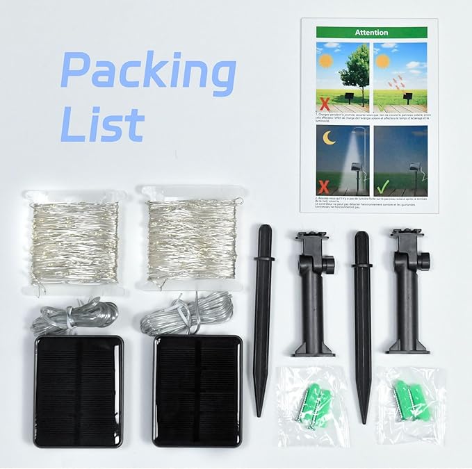 Solar Fairy Lights Outdoor Waterproof,39.4ft 120LED Solar String Lights for Outside 8 Modes 2 Packs for Patio Backyard Garden Wedding Deorations Cool White