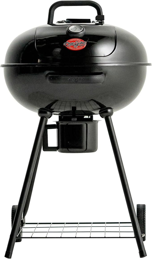 Char-Griller CG30040725 22-inch Kettle Charcoal Grill and Smoker - Steel, Black - 363 sq. in. Cooking Area