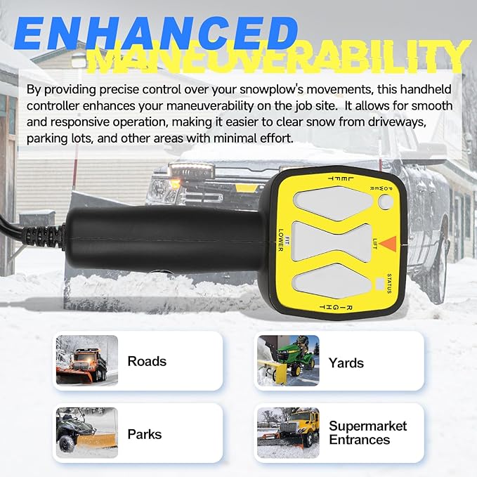 Snowplow Handheld Controller Fit for Meyer Diamond Snow Plow Blade E-47 | E-60 | E-57 | 56462 , OE RP1306901, Straight Blade Plows, 6 Pin Plug Hand Held Controller