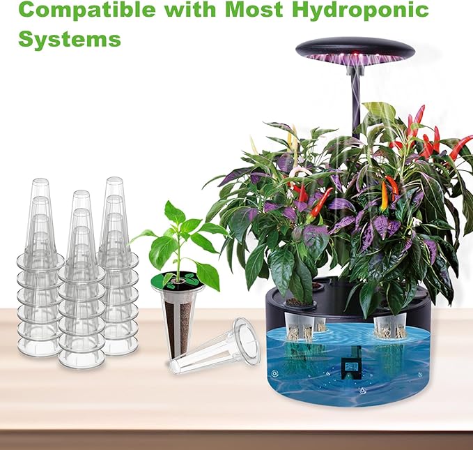 50 Pack Hydroponic Grow Baskets with 51PCS Seed Pod Labels Stickers, Replacement Garden DIY Accessories for Most Hydroponic Growing System