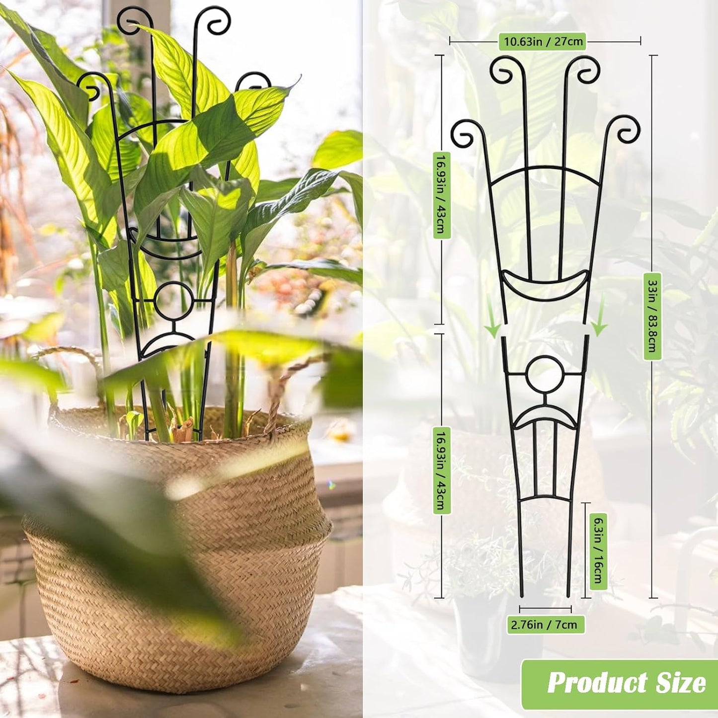 3P 32.6in Large Metal Trellis for Potted Plants -Plant Trellis Indoor for Climbing Plants -Monstera Plant Support -Expandable Trellis for Pothos Lvy Rose Hoya Flower
