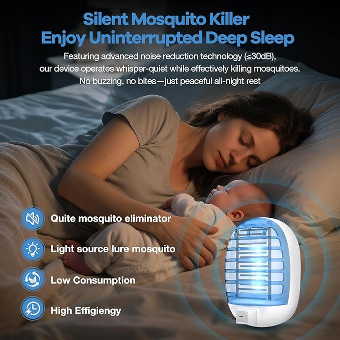 Indoor Bug Zappers, Mosquito Killer Indoor, Insect Traps for Home Mosquito Zapper for Baby & Pets, Kitchen, Living Room, Bedroom, Baby Room, Office (2 Pack)