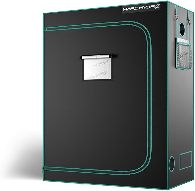 MARS HYDRO 4x2x6 Advanced Grow Tent, 48"x24"x71" High Reflective Mylar 1680D for Hydroponics Indoor Plant Growing, with Observation Window,Floor Tray and Smooth Zipper for TSL2000/SP3000