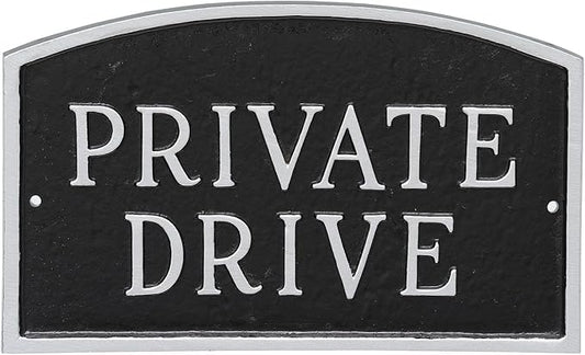 Montague Metal Products SP-12L-BS Private Drive Arch Statement Plaque, Large, Black and Silver