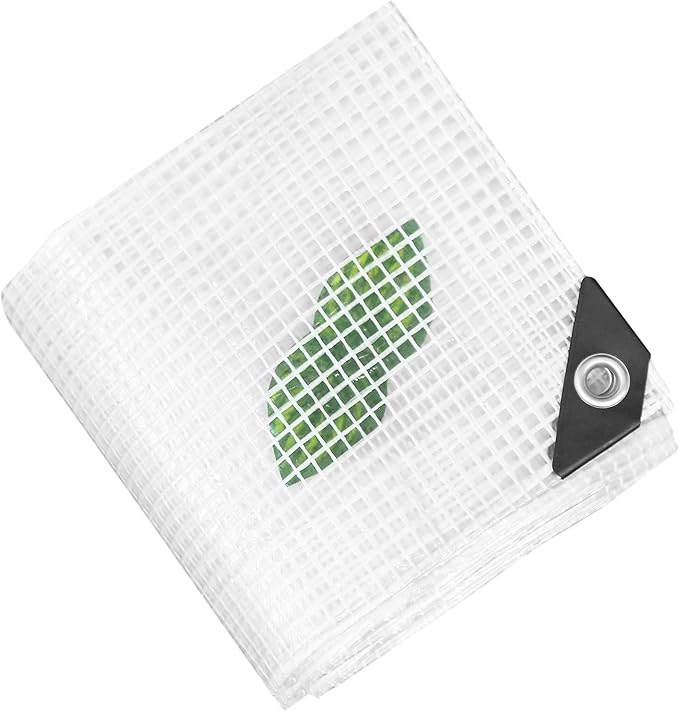 12' x 16' Clear Tarp Heavy Duty Waterproof tarps,13mil Transparent Multipurpose Protective Tarpaulin,Reinforced Edges Outdoor Waterproof Poly Tarps Cover,UV Resistant (Clear Mesh Tarp)