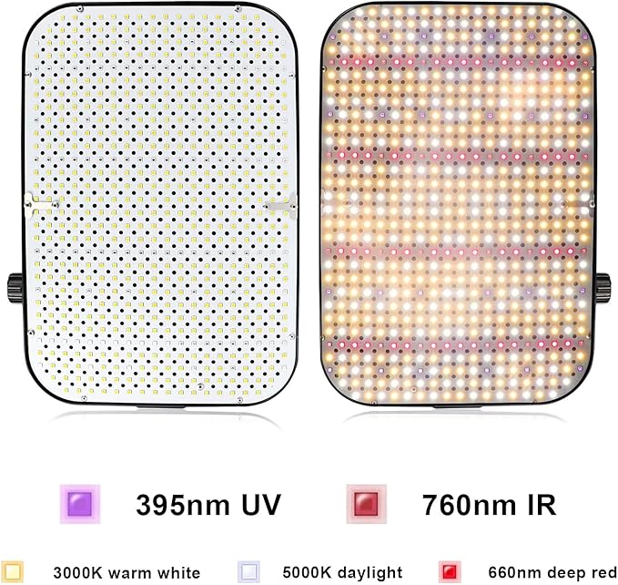 600W Dimmable Grow Light LED, 2025 Upgrade Grow Lights for Indoor Plants Full Spectrum, Plant Growing Lamp for Seed Starting Veg Bloom, Daisy Chain Function and Quiet Built-in Fan