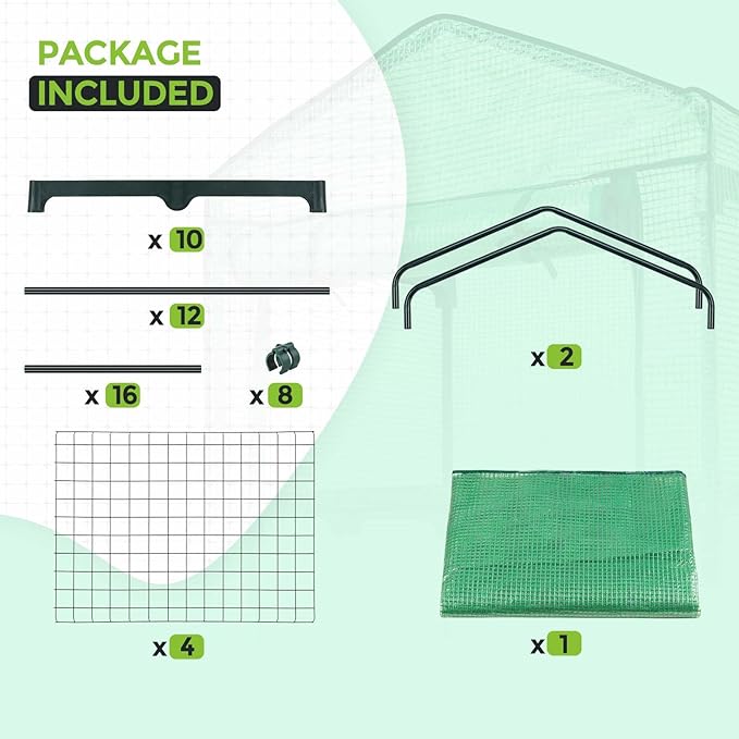 EAGLE PEAK Mini Greenhouse with Wire Shelves, Portable Indoor & Outdoor Green House with Roll-Up Zipper Door, 4 Tier, 27.2"x19.3"x64.2", Clear/Green PE Cover