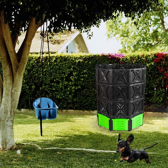 SQUEEZE master XXL Large Compost Bin Outdoor- 720L /190 Gallon-Easy Assembly-No Screws-Sturdy& Durable-Green Door