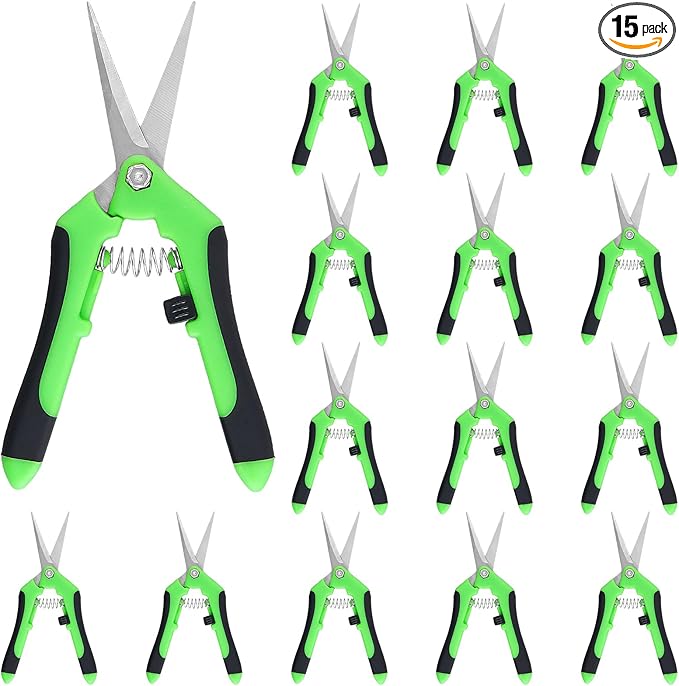 15 PCS 6.5 inch Garden Pruning Shears, Gardening Hand Pruners with Straight Stainless Steel Precision Blades, Pruning Shears Bud Trimming Scissors for Flowers Branches Precise Cuts