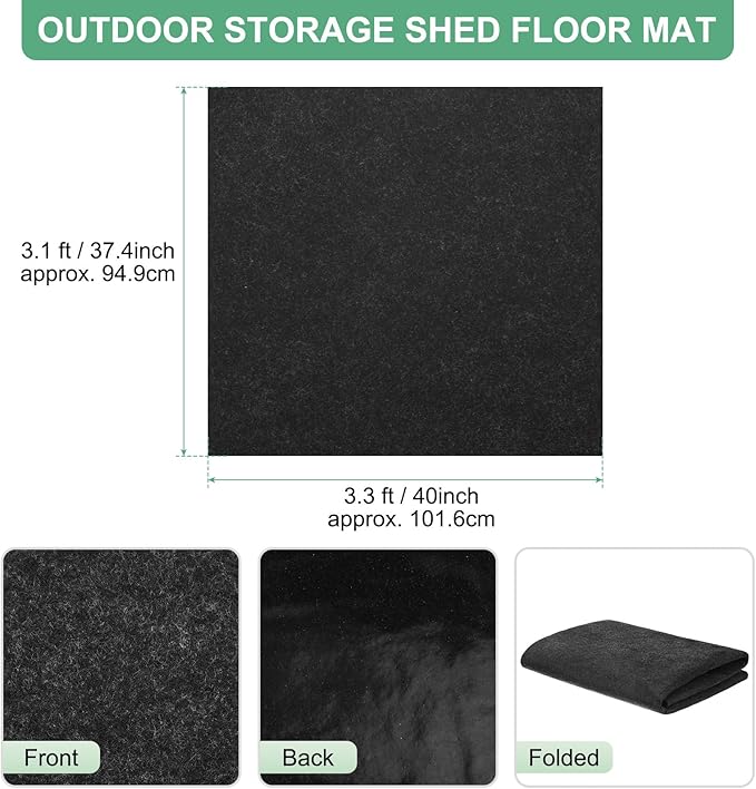 Outdoor Storage Shed Mat, 3.1x3.3 FT Waterproof Small Shed Flooring Mat for Patio Furniture Floor Protecting from Wear/Liquid/Dust/Oil, Non-Slip Carport Pad [Grey]