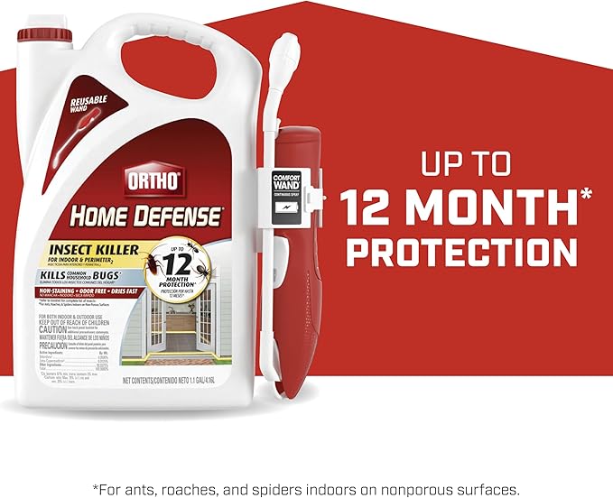 Ortho Home Defense Insect Killer for Indoor & Perimeter2 with Comfort Wand, Controls Ants, Roaches, and Spiders, 1.1 gal