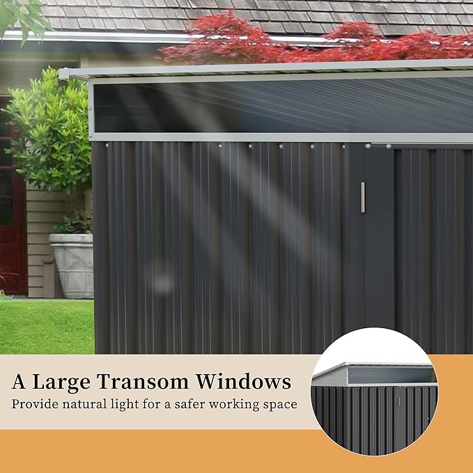 Vongrasig Outdoor Storage Shed, 6 x 4 FT Outside Metal Garden Shed with Window and Lockable Door, Waterproof Tool Shed for Backyard Patio, Lawn and Garden (Dark Gray)