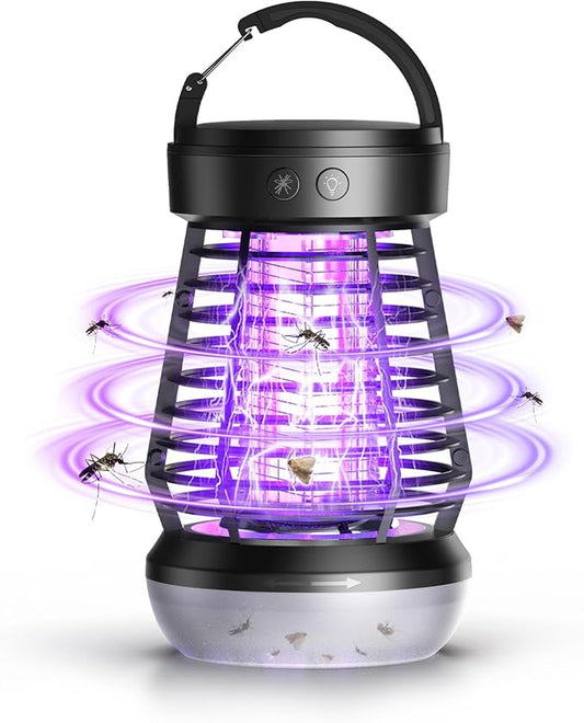 Upgraded Electric Fly Zapper,3 in 1 Bug Zapper Outdoor & Indoor, Electric Mosquito Killer Lamp with 2000V Grid & On/Off Switch, Mosquito Traps for Kitchen, Patio, Backyard, and More (Black)