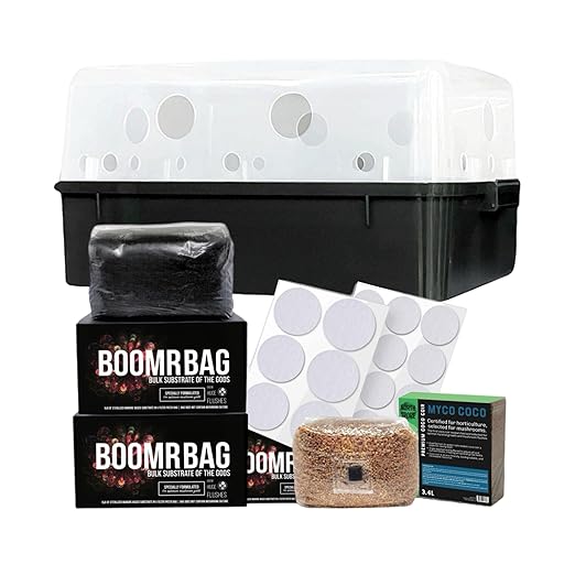 North Spore 'Boomr Bin' Monotub Mushroom Grow Kit | Complete Dung-Loving Mushroom Grow Kit - Just Add Spores | Featuring Boomr Bin Monotub | Includes Monotub, Sterile Substrates, Coco Coir & Filters