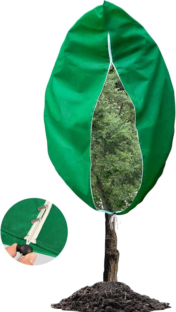 86.6" W X 97.5" H Plant Covers for Winter Freeze Protection, Frost Protection Covers for Outdoor Plants, 2.2 oz/yd² Tree Covers with Double Zipper Heads & Drawstring Design for Winter, 1 Pack