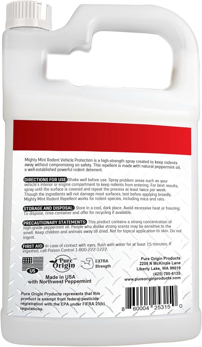 Mighty Mint Gallon (128 oz) Rodent Repellent Spray for Vehicle Engines and Interiors - Cars, Trucks, RVs, & Boats