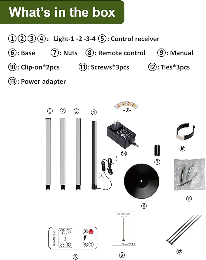 Plant Grow Lights Indoor – 64.5'' Tall Full Spectrum Plant Growing Lamps with 660nm, 3000K & 6000K LEDs, 36W Grow Lights for Indoor Plants with Dual Auto Timer (4H/8H/12H) & Remote Control