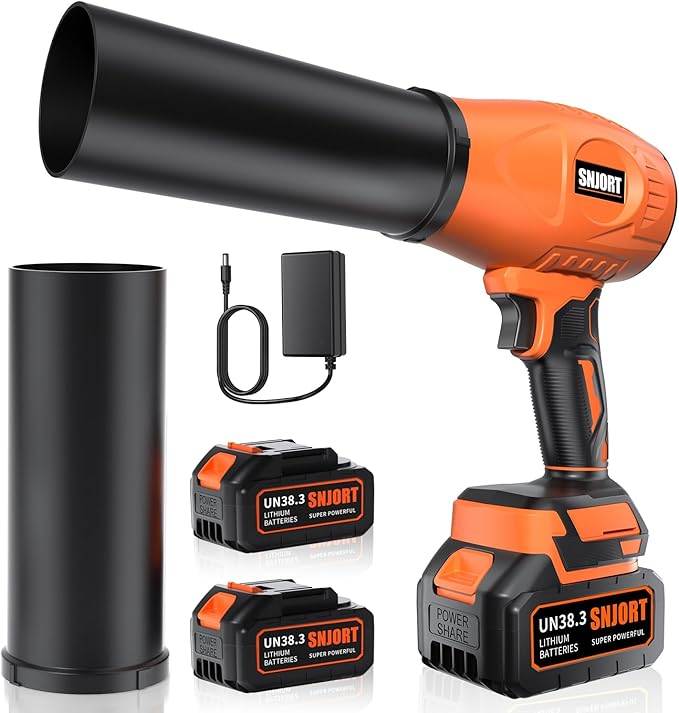 Leaf Blower Cordless with Battery and Charger,800,000 RPM,Extended Nozzle,Lightweight Handheld Design,Blower for Patio Cleaning,car Blowing Water,Blowing Leaves and Dust（Burnt Orange）