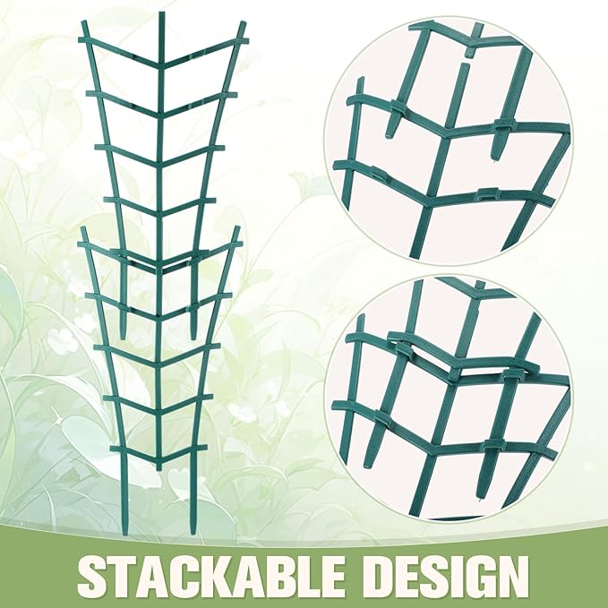 50 Pack Plant Trellis for Pots Garden Trellis for Potted Plants Flower Pots Support Stackable Plastic Mini Trellis for Climbing Plants Peas(Straight Line)