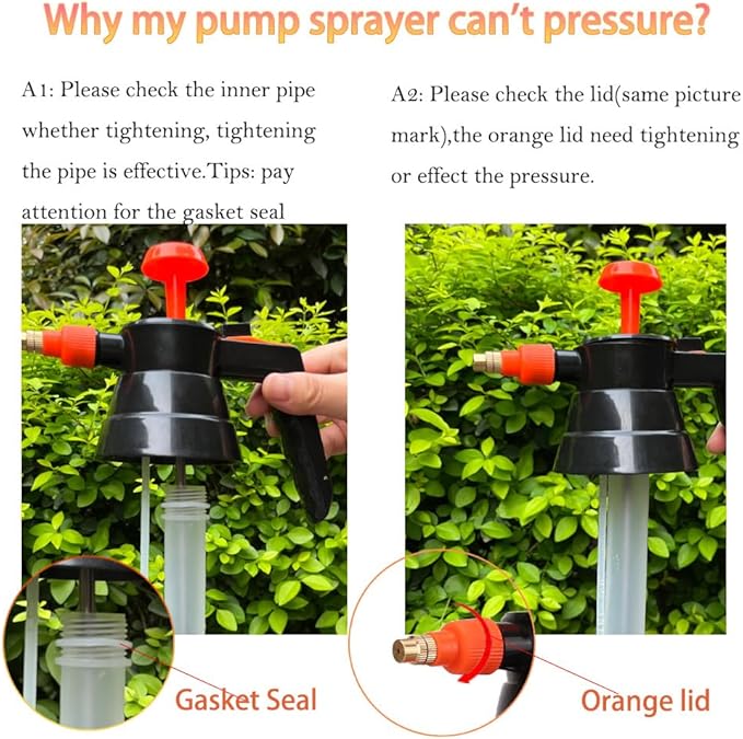 3L Garden Sprayer, Handheld Pump Weed Sprayer 0.8Gallon Hand Pressure Sprayer (3L-2PCS-Orange)