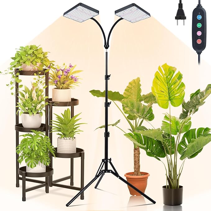 Grow Light with Stand, Orchbloom Grow Lights for Indoor Plants 50W, Natural Sunlight Full Spectrum Plant Growing Lamps for Houseplants & Bonsai Tree, 4/8/12 Hr Timer Plant Light Auto On/Off Everyday