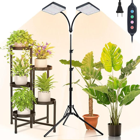 Grow Light with Stand, Orchbloom Grow Lights for Indoor Plants 50W, Natural Sunlight Full Spectrum Plant Growing Lamps for Houseplants & Bonsai Tree, 4/8/12 Hr Timer Plant Light Auto On/Off Everyday