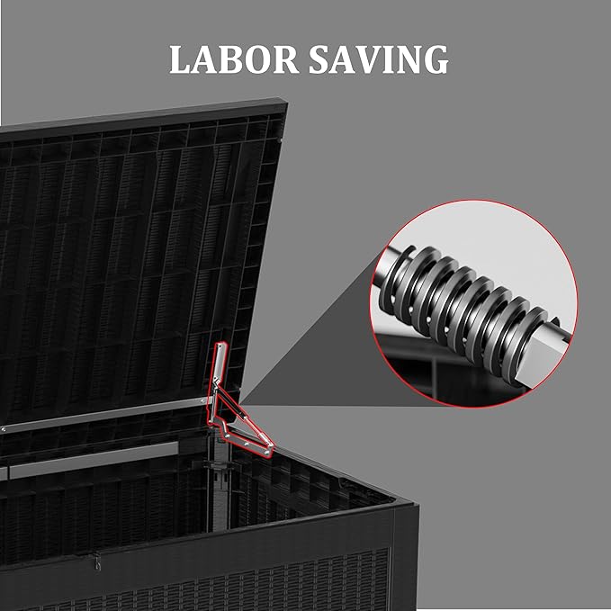 320 Gallon Waterproof Large Resin Deck Box Indoor/Outdoor Lockable Storage Container and Seating for Garden, Pool, and Patio (320 Gallon, Black)