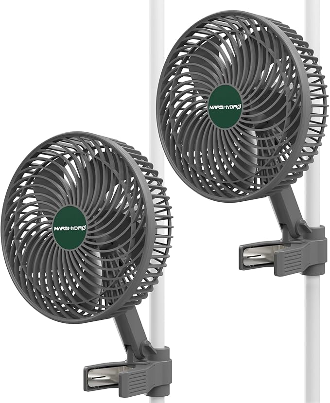 MARS HYDRO Updated 2-Pack M6 Grow Tent Fan, A powerful Oscillating Clip Fan with Low Noise for Hydroponic Plants and Ventilation Circulation with convenient APP/WiFi Control.