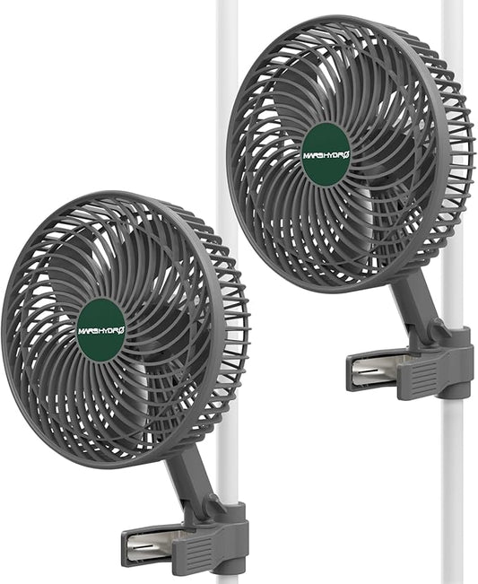 MARS HYDRO Updated 2-Pack M6 Grow Tent Fan, A powerful Oscillating Clip Fan with Low Noise for Hydroponic Plants and Ventilation Circulation with convenient APP/WiFi Control.