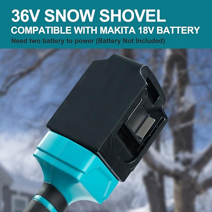 36V Cordless Snow Shovel Compatible with Makita 18V Battery(Tool Only), Electric Power Snow Thrower, Handheld Snow Blower with 13.2" in. Width 8" in. Depth, 26.5' ft Throwing Distance