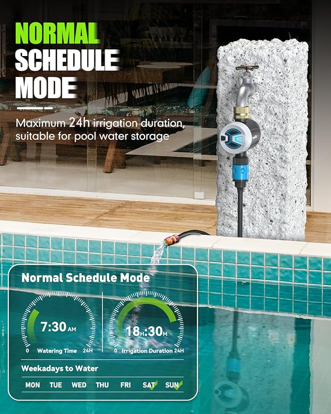 RAINPOINT Bluetooth Hose Timer with Brass Inlet,Smart Water Timer for Garden Hose with Rain Delay/Manual/Auto Watering, App Control