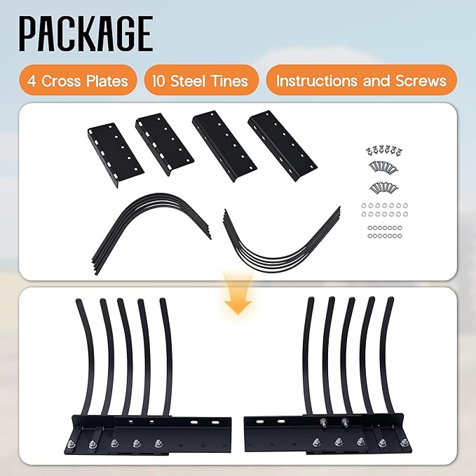 Specraft Tow Behind Landscape Rake Extension Kit, 2 Pack Width Expander with Heavy Duty Steel Tines, Increases Working Width for ATV, Tractor Rakes