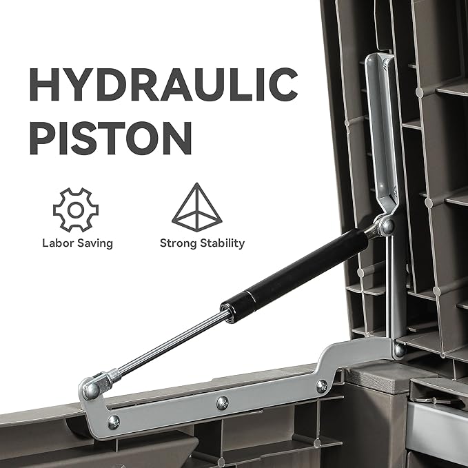 YITAHOME 120 Gallon Large Deck Box, Resin Outdoor Storage Box for Outdoor Pillows, Garden Tools and Pool Supplies, Waterproof, Lockable, Taupe