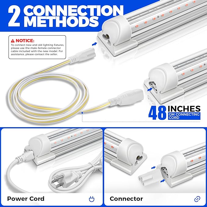 Barrina LED Grow Light 4FT, 168W(4 x 42W), Full Spectrum Plant Light, V-Shape with Reflector, Grow Lamp Strip, Plant Lights for Indoor Plants, 4-Pack