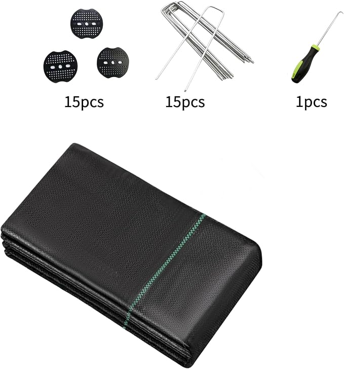 3x100ft 3.2OZ,Weed Barrier Landscape Fabric Heavy Duty, Woven Weed Control Fabric, High Permeability Good for Flower Bed, Geotextile Fabric Underlayment, Driveway (6.5ft*49ft)