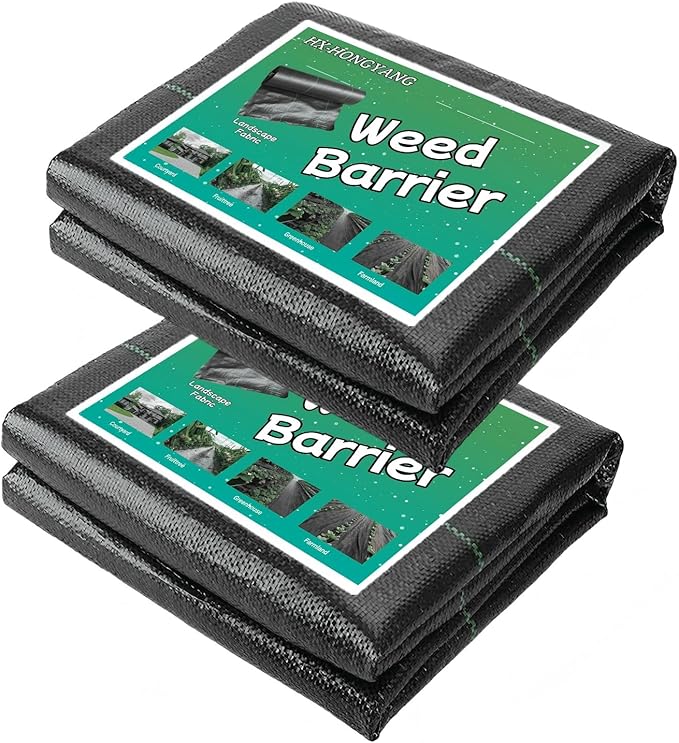 2PCS 3Ftx50Ft Weed Barrier Landscape Fabric, 3.2oz Weed Block Fabric Heavy Duty, Easy Setup Weed Blocker, Weed Control Cloth for Outdoor Gardens Farming Landscaping