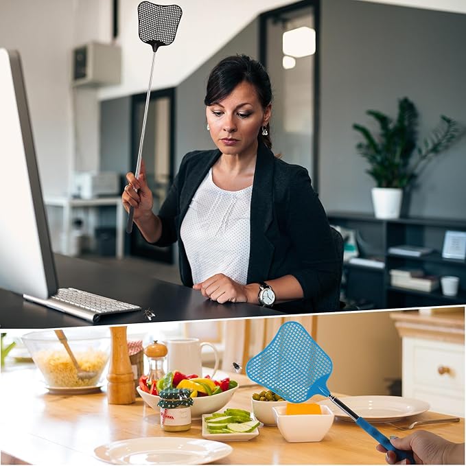 Fly Swatters - 6 Pieces Telescoping Bee Bug Swatter for Indoors Outside, Heavy Duty Large