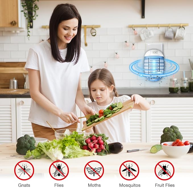 Indoor Bug Zappers, Mosquito Killer Indoor, Insect Traps for Home Mosquito Zapper for Baby & Pets, Kitchen, Living Room, Bedroom, Baby Room, Office (2 Pack)