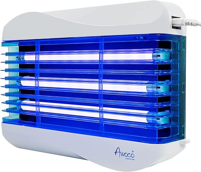 Awoco LED 15W 100V-240V Wall Mount Sticky Fly Trap Lamp XL 78” Extra Long Power Cord with 3 LED UV Lights for Capturing Flies, Mosquitoes, Moths and Flying Insects (Fly Trap XL + 6 Glue Boards)