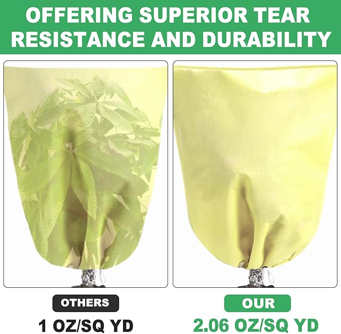 2 Pack Winter Plant Covers Freeze Protection, 47.2" X 70.8" Frost Cloths for Outdoor Plants with Zipper Drawstring, Tree Covers for Winter Cold Weather Plant Covers Bags Shrubs Trees Jacket