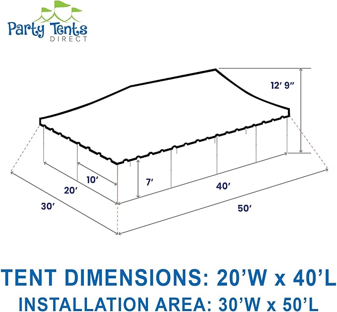 Party Tents Direct 20' x 40' Weekender Canopy Tent with Sidewalls, Easy Up Party Tent for Backyard, Outdoor Tents for Parties, Weddings, Graduations, Banquets, Events, Heavy Duty, PVC White Top