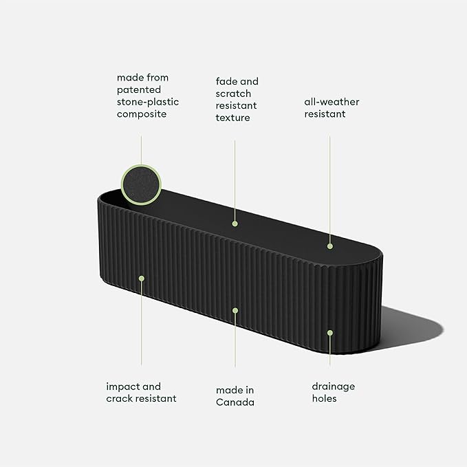 Veradek Demi Series Window Box Planter - Long Planter Box for Windowsill/Balcony | Durable Plastic-Stone Composite Material | Modern Décor for Flowers/Herbs