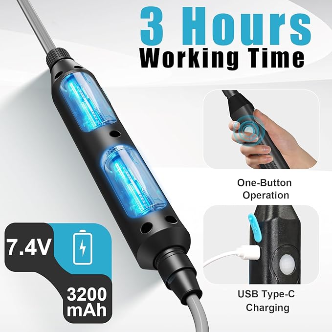 Battery Powered Sprayer 2 Gallon, 7.4V Powerful Electric Sprayer with 4 Nozzles, Rechargeable Handle with 36.22'' Retractable Wand, Adjustable Shoulder Strap, Weed Sprayers in Lawn Garden Yard (Blue)