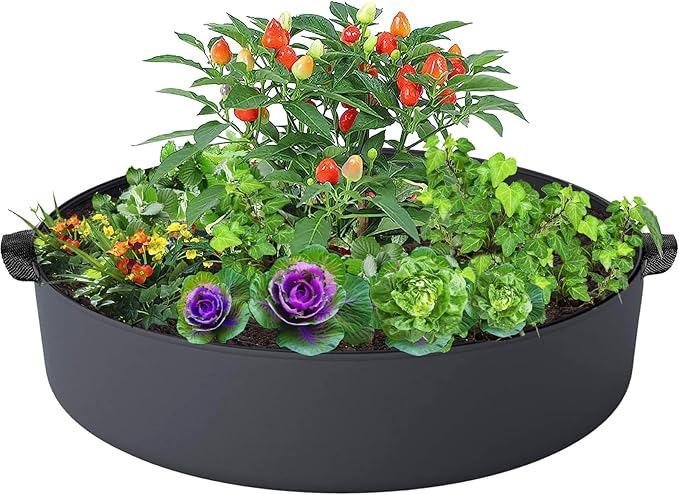 15 Gallon Plant Grow Bags, Round Fabric Raised Garden Beds Planter Pots with 2 Handles,Durable Breathe Cloth Planting Bed Gardening Container to Grow Vegetables for Outdoor Plants
