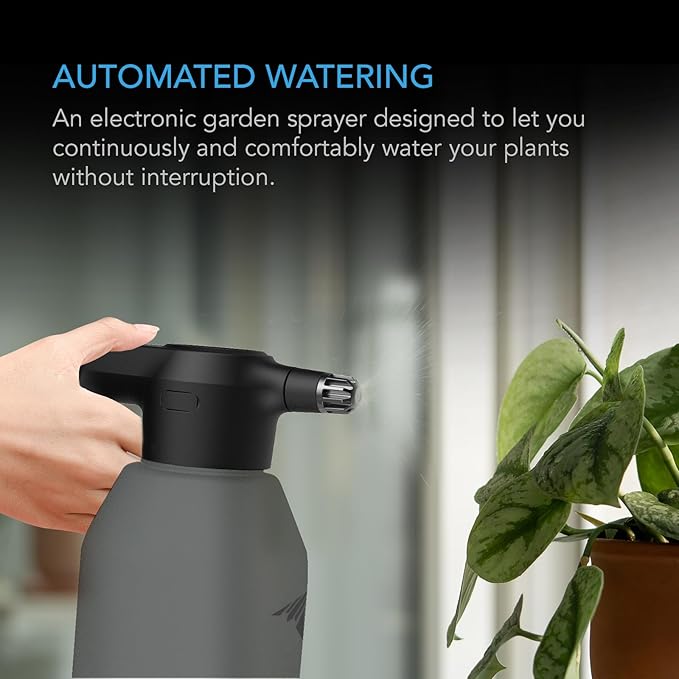 AC Infinity Automatic Sprayer, 2L Portable Electric Spray Bottle, USB Rechargeable with Adjustable Nozzle Spout for Plants Fertilizing Gardening and Cleaning (Graphite)