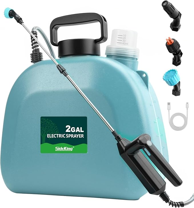 Battery Powered Sprayer 2 Gallon, 7.4V Powful Electric Pump Sprayer in Lawn and Garden with 32'' Wand, Backpack Weed Sprayer for Yard, Fertilizer